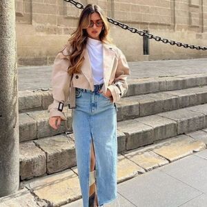 Denim maxi skirt